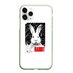 Чехол iPhone 11 Pro матовый Строгий кролик, цвет: 3D-салатовый