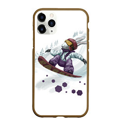 Чехол iPhone 11 Pro матовый Кролик Сноубордист