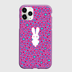 Чехол iPhone 11 Pro матовый Белый кролик на розовом - символ 2023, цвет: 3D-фиолетовый