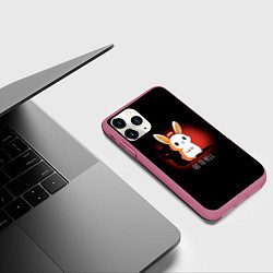 Чехол iPhone 11 Pro матовый Кролик чёртик, цвет: 3D-малиновый — фото 2
