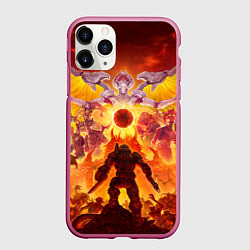 Чехол iPhone 11 Pro матовый Doom в аду, цвет: 3D-малиновый