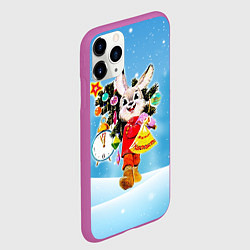 Чехол iPhone 11 Pro матовый Зайчик с советских открыток, цвет: 3D-фиолетовый — фото 2