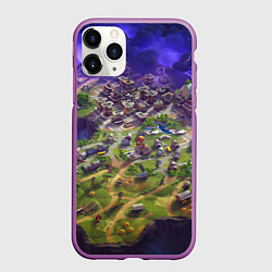 Чехол iPhone 11 Pro матовый Фортнайт карта, цвет: 3D-фиолетовый