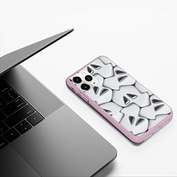 Чехол iPhone 11 Pro матовый Металло-чешуйчатая серая броня, цвет: 3D-розовый — фото 2