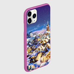 Чехол iPhone 11 Pro матовый Рождественская деревня, цвет: 3D-фиолетовый — фото 2