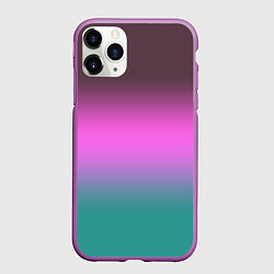 Чехол iPhone 11 Pro матовый Бирюзово-малиновый градиент, цвет: 3D-фиолетовый