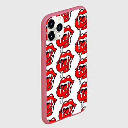 Чехол iPhone 11 Pro матовый Ахегао губы с языком в стиле поп арт, цвет: 3D-малиновый — фото 2