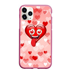 Чехол iPhone 11 Pro матовый Безумное сердце, цвет: 3D-малиновый