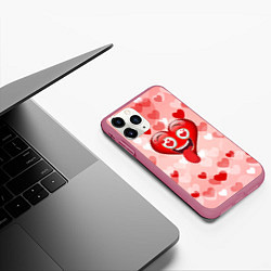 Чехол iPhone 11 Pro матовый Безумное сердце, цвет: 3D-малиновый — фото 2