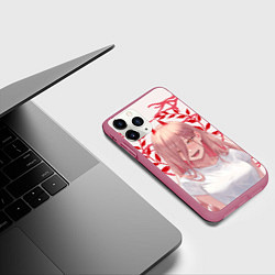 Чехол iPhone 11 Pro матовый Человек-бензопила - Power, цвет: 3D-малиновый — фото 2