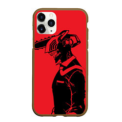 Чехол iPhone 11 Pro матовый Дэнджи в образе бензопилы