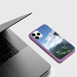 Чехол iPhone 11 Pro матовый Minecraft мир, цвет: 3D-фиолетовый — фото 2