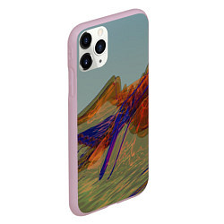 Чехол iPhone 11 Pro матовый Волнообразные разноцветные музыкальные линии, цвет: 3D-розовый — фото 2