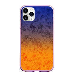 Чехол iPhone 11 Pro матовый Желто-синий звездный узор, цвет: 3D-розовый