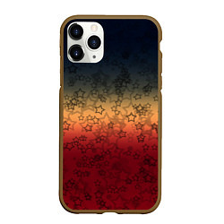 Чехол iPhone 11 Pro матовый Звезды на градиентном серо красном фоне, цвет: 3D-коричневый