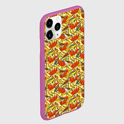 Чехол iPhone 11 Pro матовый Дрозды и свиристели на рябине, цвет: 3D-фиолетовый — фото 2