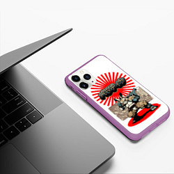 Чехол iPhone 11 Pro матовый Кролик уличный боец, цвет: 3D-фиолетовый — фото 2