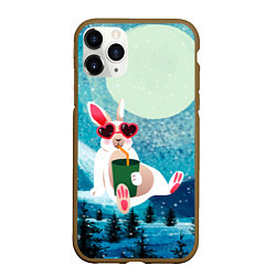Чехол iPhone 11 Pro матовый Кролик в очках и с лимонадом