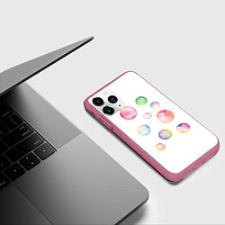 Чехол iPhone 11 Pro матовый Мыльные пузыри, цвет: 3D-малиновый — фото 2