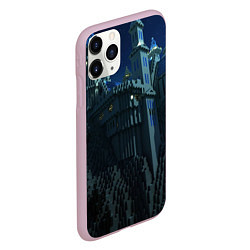 Чехол iPhone 11 Pro матовый Гора и замок из блоков майнкрафт, цвет: 3D-розовый — фото 2