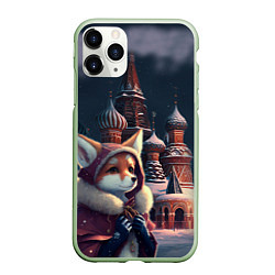 Чехол iPhone 11 Pro матовый Лиса на Красной площади, цвет: 3D-салатовый