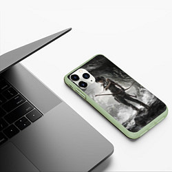Чехол iPhone 11 Pro матовый Лара Крофт, цвет: 3D-салатовый — фото 2