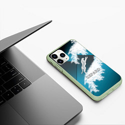 Чехол iPhone 11 Pro матовый Гепард снежный, цвет: 3D-салатовый — фото 2
