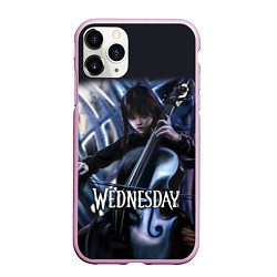 Чехол iPhone 11 Pro матовый Уэнсдэй играет, цвет: 3D-розовый