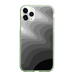 Чехол iPhone 11 Pro матовый Черно белые волны, цвет: 3D-салатовый