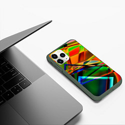 Чехол iPhone 11 Pro матовый Разноцветное стекло, цвет: 3D-темно-зеленый — фото 2