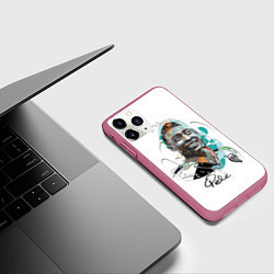 Чехол iPhone 11 Pro матовый Пеле бразильский футболист, цвет: 3D-малиновый — фото 2