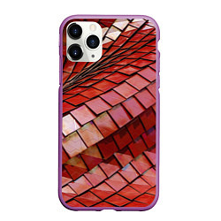 Чехол iPhone 11 Pro матовый Красный паттерн из металлических блоков, цвет: 3D-фиолетовый