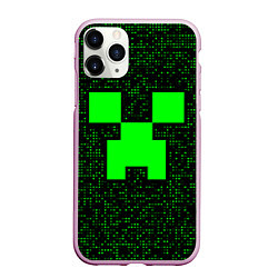 Чехол iPhone 11 Pro матовый Minecraft green squares, цвет: 3D-розовый