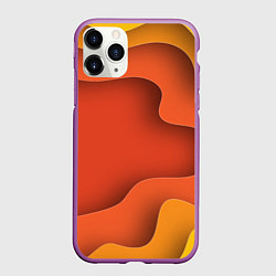 Чехол iPhone 11 Pro матовый Оранжево-жёлтый разлом, цвет: 3D-фиолетовый