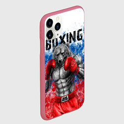 Чехол iPhone 11 Pro матовый Бокс - Россия, цвет: 3D-малиновый — фото 2