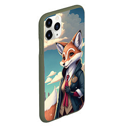 Чехол iPhone 11 Pro матовый Лисица в мегаполисе, цвет: 3D-темно-зеленый — фото 2