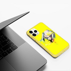 Чехол iPhone 11 Pro матовый Люси - Киберпанк Бегущие по краю, цвет: 3D-желтый — фото 2