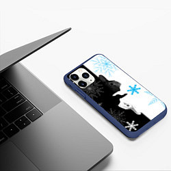 Чехол iPhone 11 Pro матовый Два кролика, цвет: 3D-тёмно-синий — фото 2