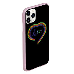 Чехол iPhone 11 Pro матовый Разноцветное сердце, цвет: 3D-розовый — фото 2