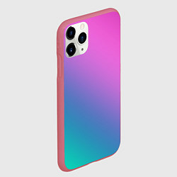 Чехол iPhone 11 Pro матовый Розовый с бирюзовым и синим градиент, цвет: 3D-малиновый — фото 2