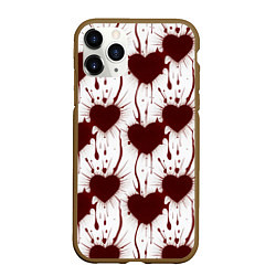 Чехол iPhone 11 Pro матовый Паттерн разбитое сердце, цвет: 3D-коричневый
