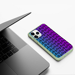 Чехол iPhone 11 Pro матовый Неоновая клетка, цвет: 3D-салатовый — фото 2