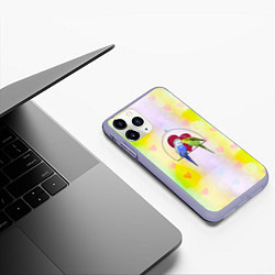 Чехол iPhone 11 Pro матовый Влюбленная пара волнистых попугайчиков, цвет: 3D-светло-сиреневый — фото 2