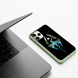 Чехол iPhone 11 Pro матовый Логотип Скайрим, цвет: 3D-салатовый — фото 2