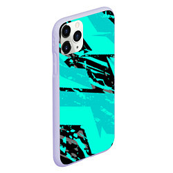 Чехол iPhone 11 Pro матовый Бирюзовая и черная абстракция, цвет: 3D-светло-сиреневый — фото 2