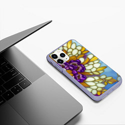 Чехол iPhone 11 Pro матовый Фиалковый букет стеклянный узор, цвет: 3D-светло-сиреневый — фото 2