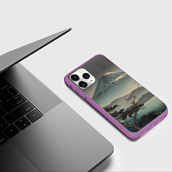 Чехол iPhone 11 Pro матовый Великий вулкан Фудзияма, цвет: 3D-фиолетовый — фото 2