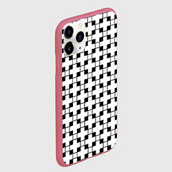 Чехол iPhone 11 Pro матовый Геометрический черно-белый узор, цвет: 3D-малиновый — фото 2