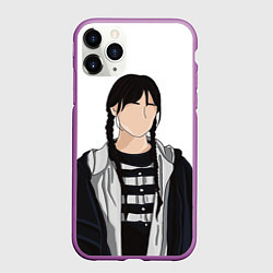 Чехол iPhone 11 Pro матовый Уэнсдэй мистика, цвет: 3D-фиолетовый