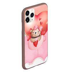 Чехол iPhone 11 Pro матовый Мишка в чашке с сердечком, цвет: 3D-коричневый — фото 2